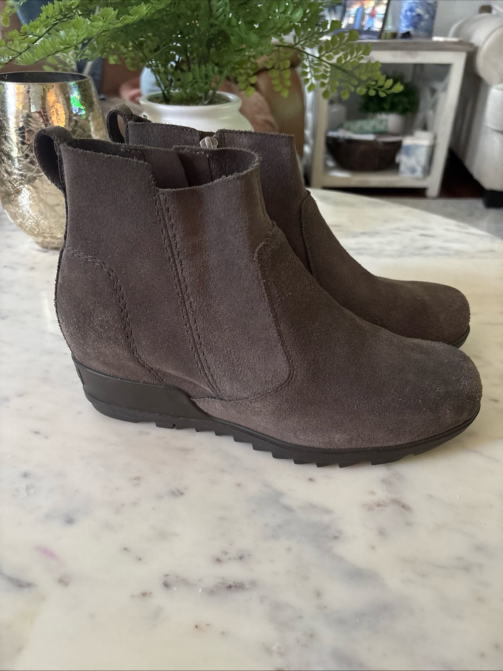 Sorel Women's Suede Ankle Booties in Dark Gray